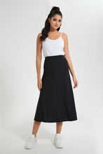 تنزيل الصورة على معرض الصور، Redtag-Black-A-Line-Elasticated-Waist-Ribbed-Skirt-Skirts-Women&#39;s-
