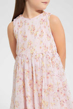 تنزيل الصورة على معرض الصور، Redtag-Peach-Pleated-Floral-Dress-Dresses-Girls-2 to 8 Years
