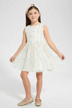 تنزيل الصورة على معرض الصور، Redtag-White-Pleated-Floral-Dress-Dresses-Girls-2 to 8 Years
