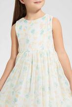 تنزيل الصورة على معرض الصور، Redtag-White-Pleated-Floral-Dress-Dresses-Girls-2 to 8 Years
