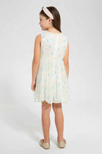 تنزيل الصورة على معرض الصور، Redtag-White-Pleated-Floral-Dress-Dresses-Girls-2 to 8 Years
