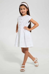 Redtag-White-Embroidered-Dress-Dresses-Girls-2 to 8 Years