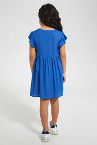 Redtag-Olive-Button-Down-Dress-Dresses-Girls-2 to 8 Years