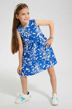 Load image into Gallery viewer, Redtag-Blue-Basic-Printed-Dress-Dresses-Girls-2 to 8 Years
