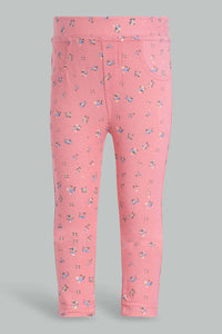 Redtag-Multi-Colour-2Pcs-Pack-Jegging-Jeggings-Infant-Girls-3 to 24 Months