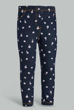 Load image into Gallery viewer, Redtag-Navy-Floral-Print-Knit-Jegging-Jeggings-Infant-Girls-3 to 24 Months
