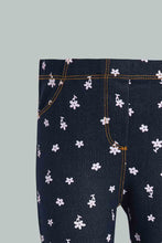 Load image into Gallery viewer, Redtag-Navy-Floral-Print-Knit-Jegging-Jeggings-Infant-Girls-3 to 24 Months
