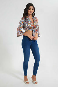 Redtag-Bright-Floral-Printed-Tie-Front-Top-Tops-Women's-