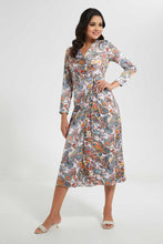 Load image into Gallery viewer, Redtag-Bright-Floral-Printed-Wrap-Front-Dress-Dresses-Women&#39;s-
