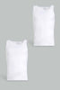 Redtag-White-2-Pcs-Pack-Sleeveless-Vest-Basic-Vests-Senior-Boys-9 to 14 Years