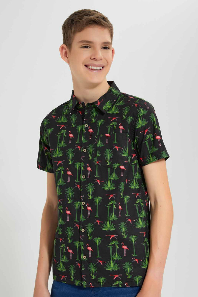 Redtag-Navy-Palm-Tree-&-Pelicon-Shirt-BSR-Shirts,-Category:Shirts,-Colour:Navy,-Filter:Senior-Boys-(9-to-14-Yrs),-New-In,-New-In-BSR,-Non-Sale,-S22D,-Section:Kidswear--