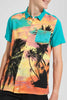 Redtag-Green-Palm-Tree-Aop-Shirt-Casual-Shirts-Senior-Boys-9 to 14 Years