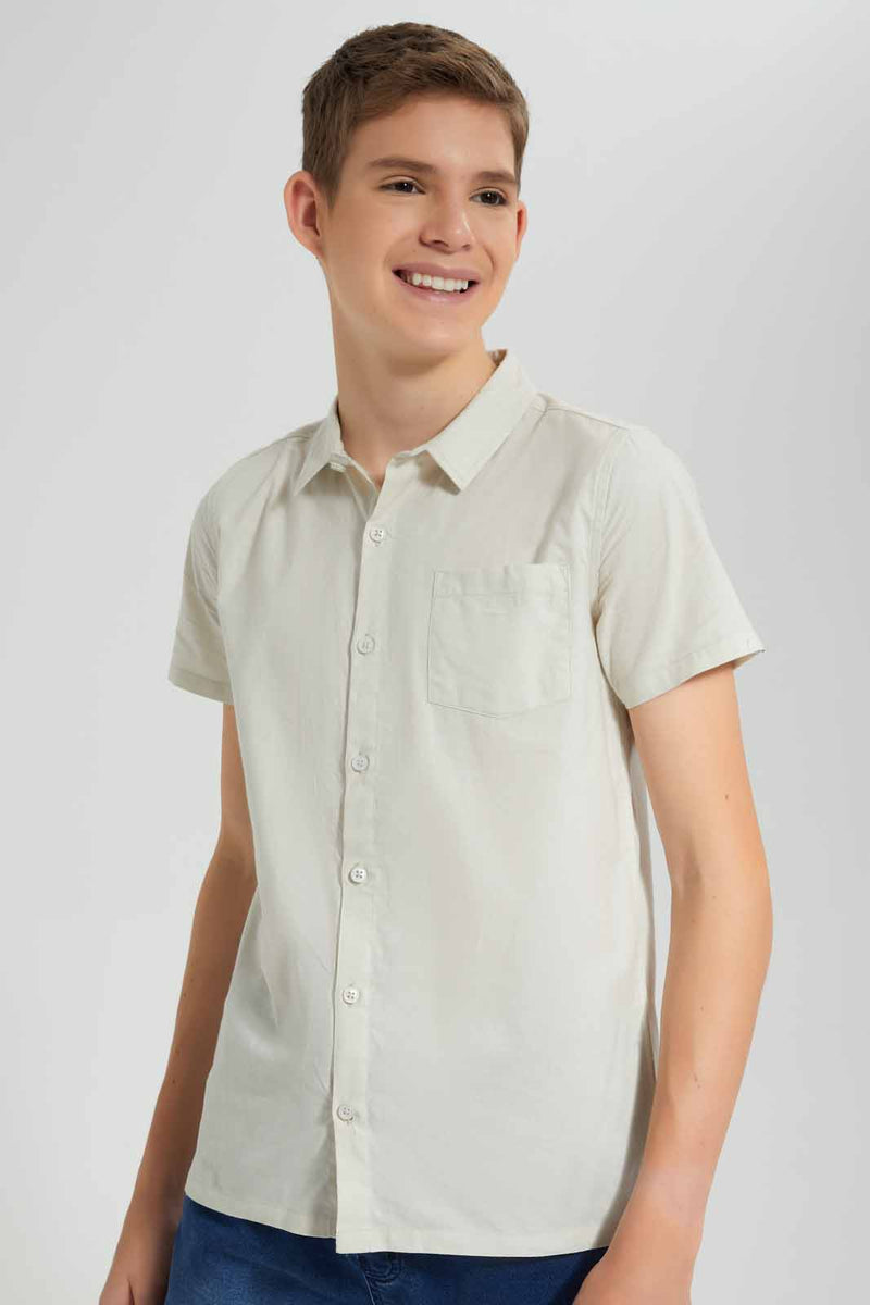 Redtag-Beige-Plain-Shirt-BSR-Shirts,-Category:Shirts,-Colour:Beige,-Filter:Senior-Boys-(9-to-14-Yrs),-New-In,-New-In-BSR,-Non-Sale,-S22D,-Section:Kidswear--