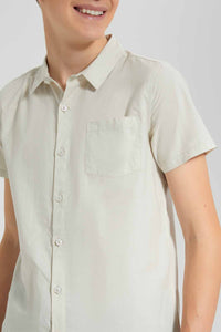 Redtag-Beige-Plain-Shirt-BSR-Shirts,-Category:Shirts,-Colour:Beige,-Filter:Senior-Boys-(9-to-14-Yrs),-New-In,-New-In-BSR,-Non-Sale,-S22D,-Section:Kidswear--