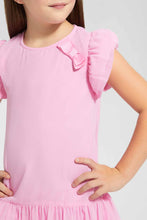 تنزيل الصورة على معرض الصور، Redtag-Pink-Gathers-Collared-Shift-Dress-Dresses-Girls-2 to 8 Years
