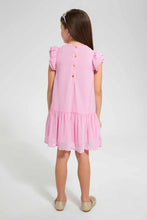 تنزيل الصورة على معرض الصور، Redtag-Pink-Gathers-Collared-Shift-Dress-Dresses-Girls-2 to 8 Years
