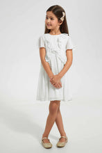 Load image into Gallery viewer, Redtag-White-Frill-Dobby-Dress-Dresses-Girls-2 to 8 Years
