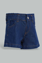 تنزيل الصورة على معرض الصور، Redtag-Darkwash-Paperbag-Shorts-Denim-Shorts-Infant-Girls-3 to 24 Months
