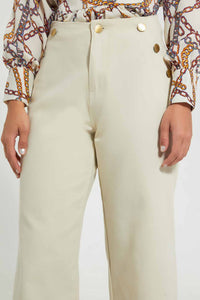 Redtag-Cream-Button-Detail-Trousers-Skirts-Women's-