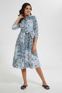 Redtag-Assorted-Printed-Collared-Belted-Shirt-Dress-Dresses-Women's-