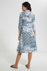 Redtag-Assorted-Printed-Collared-Belted-Shirt-Dress-Dresses-Women's-