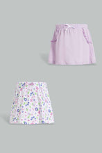 تنزيل الصورة على معرض الصور، Redtag-Lilac-Solid-And-Aop-2Pk-Knit-Skirt-Skirts-Infant-Girls-3 to 24 Months
