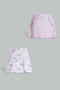 Redtag-Lilac-Solid-And-Aop-2Pk-Knit-Skirt-Skirts-Infant-Girls-3 to 24 Months