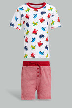 تنزيل الصورة على معرض الصور، Redtag-Red-Car-Printed-T-Shirt-With-Jersey-Yd-Short-Set-(2-Pack)-Sets-Infant-Boys-3 to 24 Months
