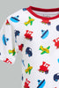 Redtag-Red-Car-Printed-T-Shirt-With-Jersey-Yd-Short-Set-(2-Pack)-Sets-Infant-Boys-3 to 24 Months