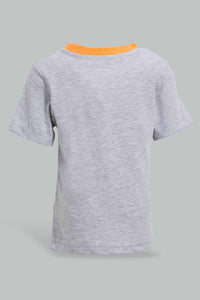 Redtag-Grey-T-Shirt-With-Jersey-Yd-Short-Set-(2-Pack)-Sets-Infant-Boys-3 to 24 Months