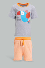 Load image into Gallery viewer, Redtag-Grey-T-Shirt-With-Jersey-Yd-Short-Set-(2-Pack)-Sets-Infant-Boys-3 to 24 Months
