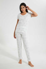 تنزيل الصورة على معرض الصور، Redtag-White-Printed-Aop-Pyjama-Set-Pyjama-Sets-Women&#39;s-
