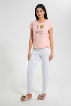 تنزيل الصورة على معرض الصور، Redtag-White-Printed-Pyjama-Set-Pyjama-Sets-Women&#39;s-
