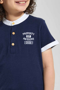 Redtag-White-Woven-Collar-Polo-Shirt-Polo-Shirts-Boys-2 to 8 Years