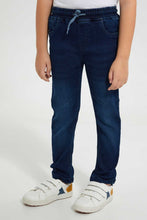 Load image into Gallery viewer, Redtag-Darkwash-Pullon-Knit-Denim-Jean-Jeans-Jogger-Fit-Boys-2 to 8 Years
