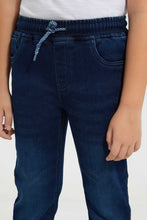 Load image into Gallery viewer, Redtag-Darkwash-Pullon-Knit-Denim-Jean-Jeans-Jogger-Fit-Boys-2 to 8 Years
