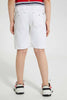 Redtag-White-Adventure-Embossed-Ribbed-Waistband-Knit-Denim-Short-Denim-Shorts-Boys-2 to 8 Years