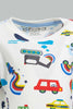 Redtag-White-Car-Printed-Tshirt-With-Red-Short-Casual-Set-(2-Pack)-Sets-Infant-Boys-3 to 24 Months