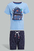 Redtag-Blue-Zipper-Bag-With-Navy-Short-Set-(2-Pack)-Sets-Infant-Boys-3 to 24 Months