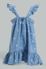 Redtag-Blue-Denim-Floral-Aop-Straps-Dress-Dresses-Infant-Girls-3 to 24 Months