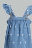 Redtag-Blue-Denim-Floral-Aop-Straps-Dress-Dresses-Infant-Girls-3 to 24 Months