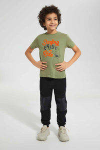 Redtag-Olive-Wild-Print-T-Shirt-Graphic-T-Shirts-Boys-2 to 8 Years