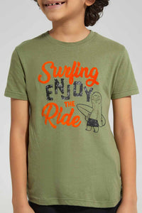 Redtag-Olive-Wild-Print-T-Shirt-Graphic-T-Shirts-Boys-2 to 8 Years