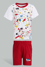 تنزيل الصورة على معرض الصور، Redtag-White-And-Red-Printed-With-Red-Bottom-Jersey-Casual-Set-(2-Pack)-Sets-Infant-Boys-3 to 24 Months
