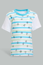 تنزيل الصورة على معرض الصور، Redtag-White-And-Blue-With-Blue-Bottom-Casual-Set-(2-Pack)-Sets-Infant-Boys-3 to 24 Months
