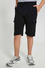 تنزيل الصورة على معرض الصور، Redtag-Black-Side-Pocket-Active-Short-Active-Shorts-Senior-Boys-9 to 14 Years
