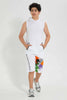 Redtag-White-Printed-Active-Short-Active-Shorts-Senior-Boys-9 to 14 Years