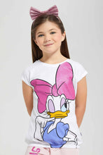 تنزيل الصورة على معرض الصور، Redtag-White-Daisy-Duck-Placement-Print-T-Shirt-Category:T-Shirts,-Colour:White,-Deals:4-For-90,-Filter:Girls-(2-to-8-Yrs),-Girls-T-Shirts,-New-In,-New-In-GIR,-S22C,-Section:Kidswear,-TBL-Girls-
