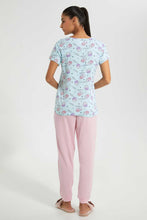 Load image into Gallery viewer, Redtag-Pale-Blue-Printed-Pyjama-Set-Pyjama-Sets-Women&#39;s-
