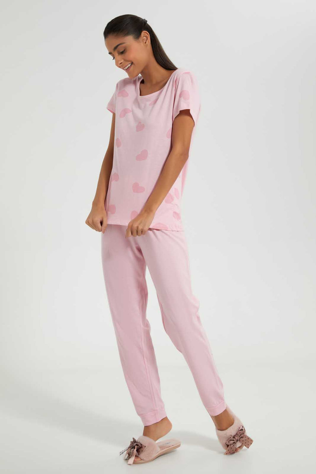 Redtag-Blush-Heart-Printed-Pyjama-Set-Pyjama-Sets-Women's-